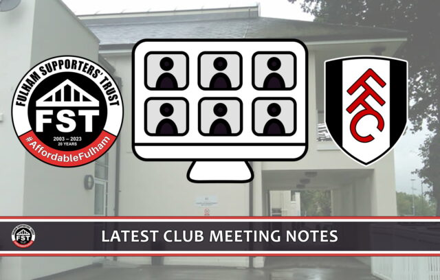 Notes from the June meeting with Fulham FC on catering